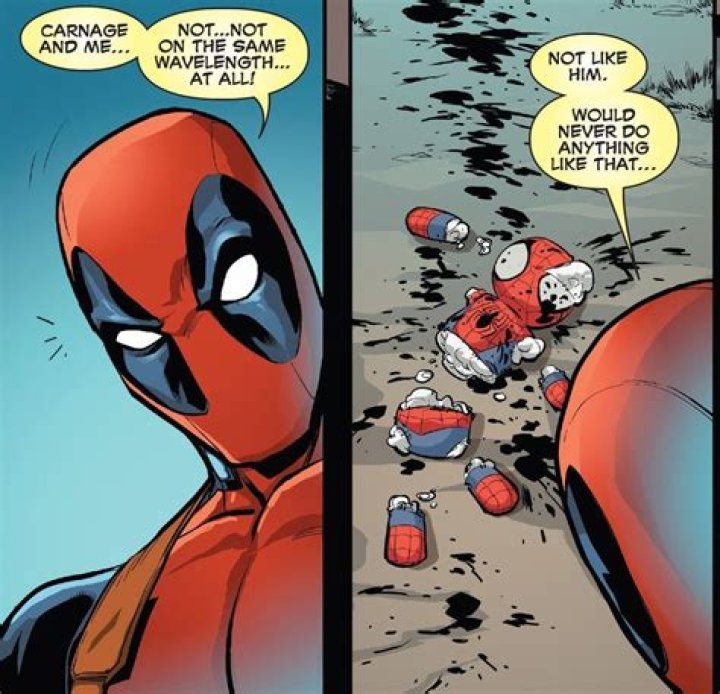 Deadpool lays injured on a rocky terrain as a tattered copy of Secret Wars #5 can be spotted to the side