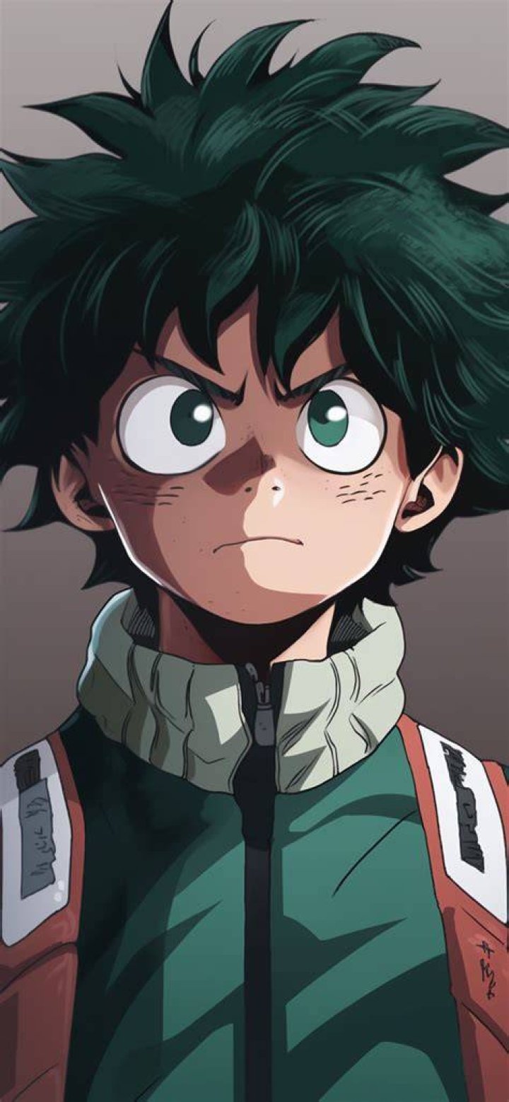 Deku from My Hero Academia clenching his first
