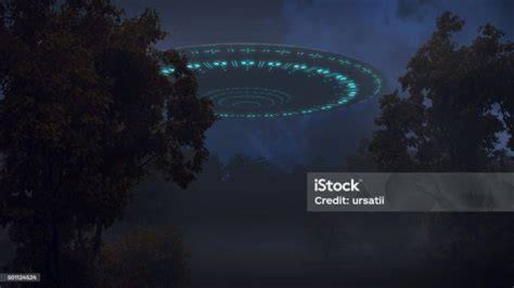 Ufo over trees - stock photo